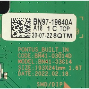 MAIN PARA SMART TV SAMSUNG 4K / NUMERO DE PARTE BN94-17722Y / BN41-03014D / BN9417722Y / 17722Y / BN97-19640A / PANEL CY-TB075RMHV3H / DISPLAY ST7461D04-3 VER.2.1 / MODELO QN75QN90BAFXZA CC02
